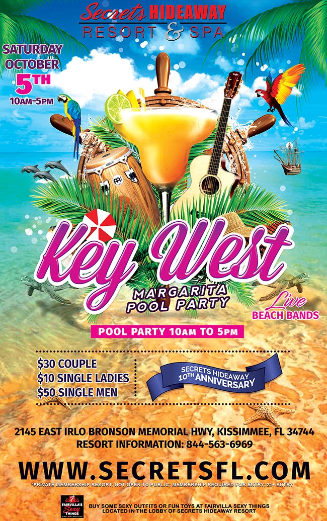 Naked Swinger Beach Party - Key West Margarita Pool Party 10am-5pm